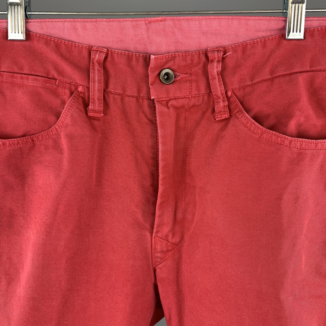 45rpm Red Solid Cotton Zip Fly Size 30 Shorts