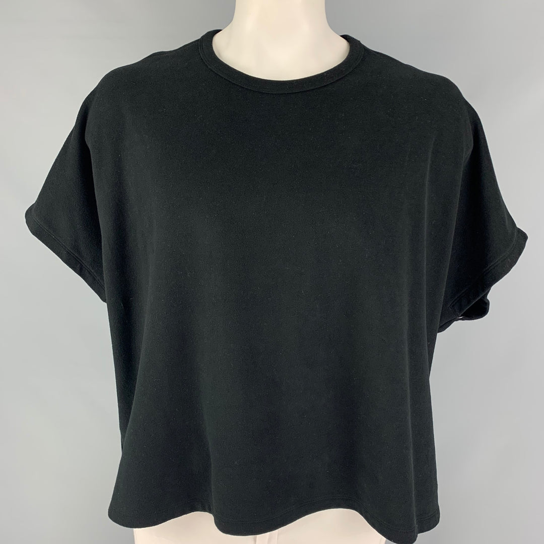 JAMES PERSE Size M Black Lyocell Blend Short Sleeve Pullover