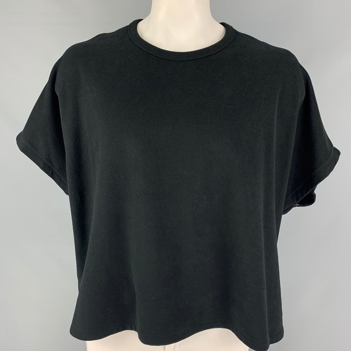 JAMES PERSE Size M Black Lyocell Blend Short Sleeve Pullover