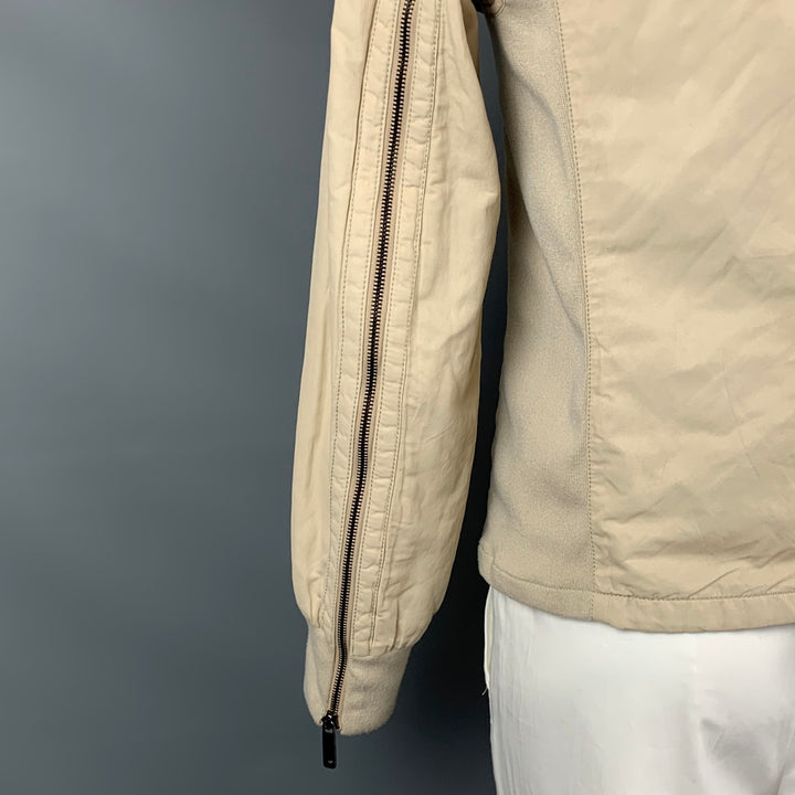 EMPORIO ARMANI Size 42 Khaki & Navy Cotton Blend Zip Up Jacket