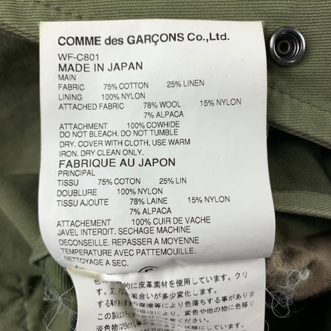 JUNYA WATANABE Chaqueta Parka con ribete de cuero y algodón verde oliva talla M