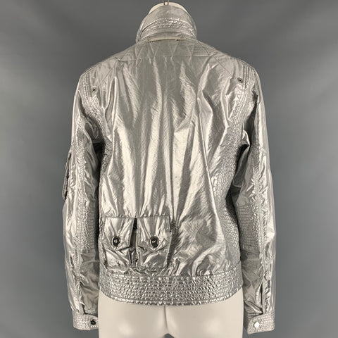 RALPH LAUREN Size 8 Silver Nylon Blend Metallic Zip Up Jacket
