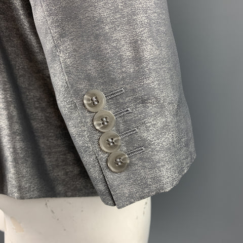 CALVIN KLEIN COLLECTION Size 40  Silver Heather Wool / Silk Peak Lape Sport Coat