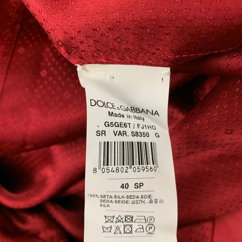 DOLCE & GABBANA Size M Burgundy Pattern Silk Hidden Placket Long Sleeve Shirt