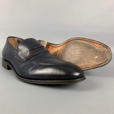 SALVATORE FERRAGAMO Size 11 Navy Leather Penny Loafers