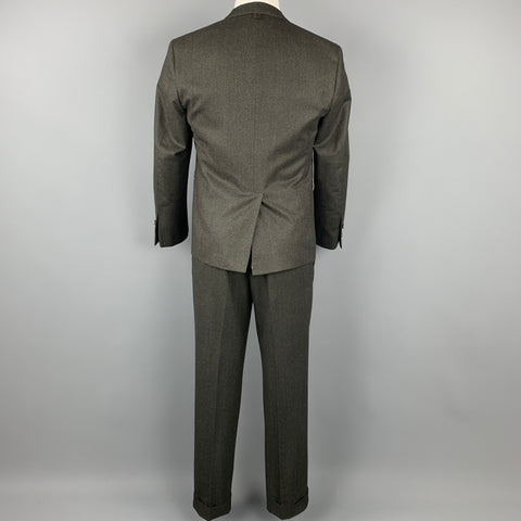 BLACK FLEECE Size 38 Charcoal Grid Wool Notch Lapel 3 Piece Suit