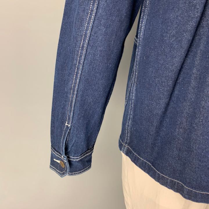 OKONKWO Size L Indigo Cotton Worker Jacket