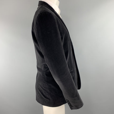 MARC JACOBS Size 36 Black Cotton Velvet Notch Lapel Sport Coat