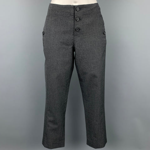 MARNI Size 2 Grey Virgin Wool Cropped Casual Pants
