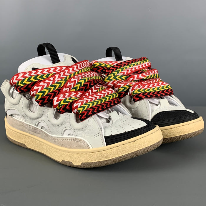 LANVIN Size 9 White Black Leather Sneakers