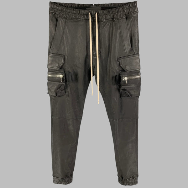 RICK OWENS Gethsemane FW 21 Size 34 Black Leather Mastodon Cargo