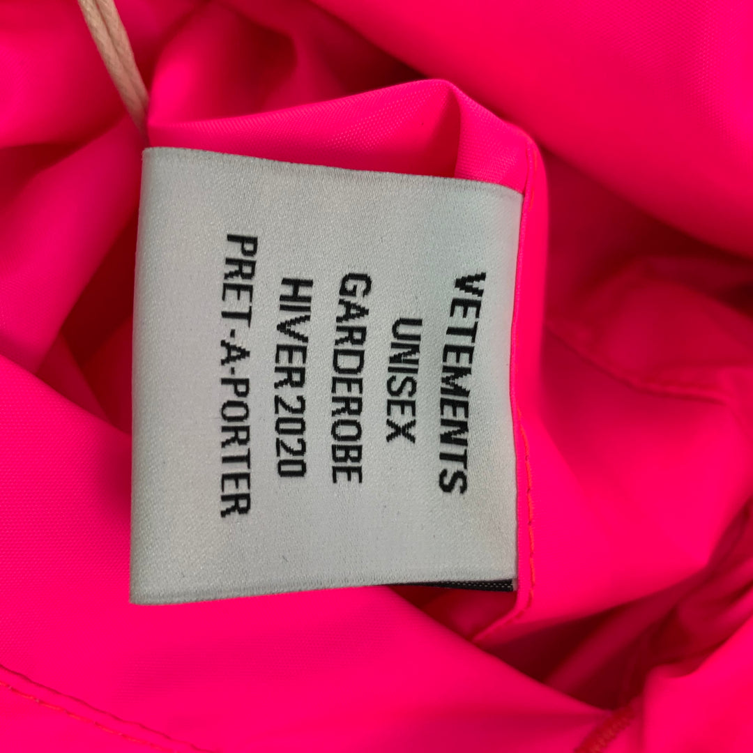 VETEMENTS FW 19 Size XS Flou Pink Quilted Polyester Zip Up Puffer Jacket