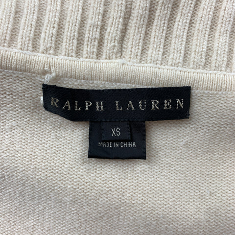 RALPH LAUREN Black Label Size XS Cream Cashmere Blend Double Breasted Cardigan