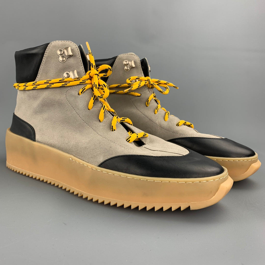 FEAR OF GOD Sixth Collection Size 11 Taupe & Black Color Block Leather High Top Hiking Sneakers