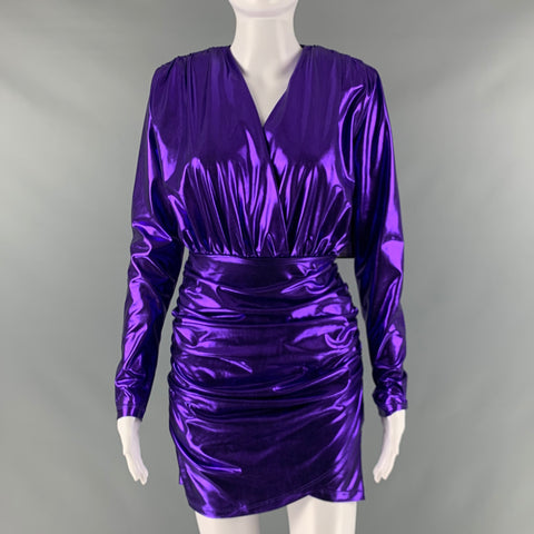 THE ANDAMANE Vestido de manga larga fruncido de poliéster y elastano talla S Morado