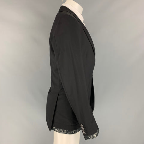 JOHN RICHMOND Size 38 Black Wool Peak Lapel Sport Coat