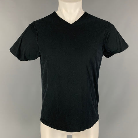DKNY Size M Black Solid Cotton Short Sleeve T-shirt