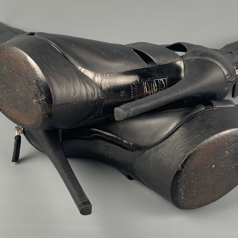 GUCCI Talla 6 Botas Helena con plataforma recortada de cuero negro