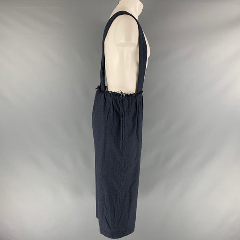 COMME des GARCONS Taille XS Pantalon décontracté court en laine mélangée gris marine Nailhead