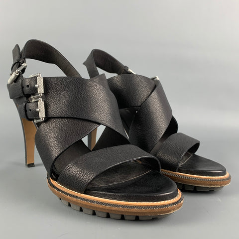 BELSTAFF Sandalias Ashton de cuero granulado negro talla 8