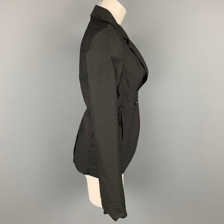 HAZEL BROWN Size 2 Black Cotton / Lycra Notch Lapel Buttoned Blazer