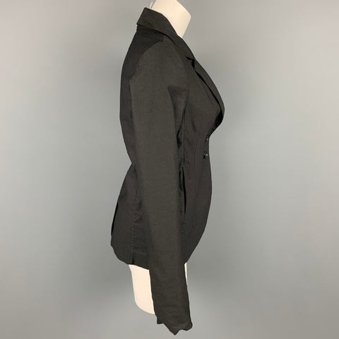 HAZEL BROWN Taille 2 Blazer boutonné en coton / Lycra noir à revers cranté