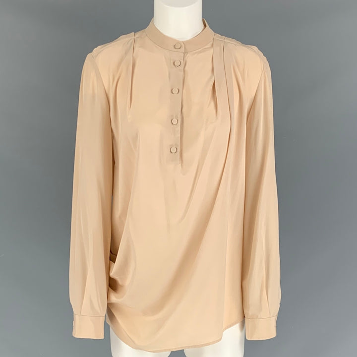 3.1 PHILLIP LIM Size 8 Beige Silk &  Elastane Long placket Blouse