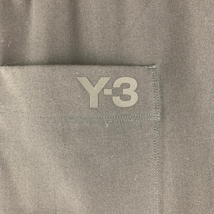 Y-3 Size L Black Solid Wool Polyester Elastic Waistband Casual Pants