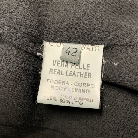 GIORGIO BRATO Chaqueta con cremallera de cuero negro talla 6 (exterior)