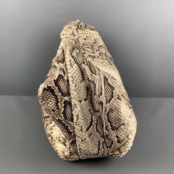 NO BRAND Beige Brown Snake Skin Hobo Handbag