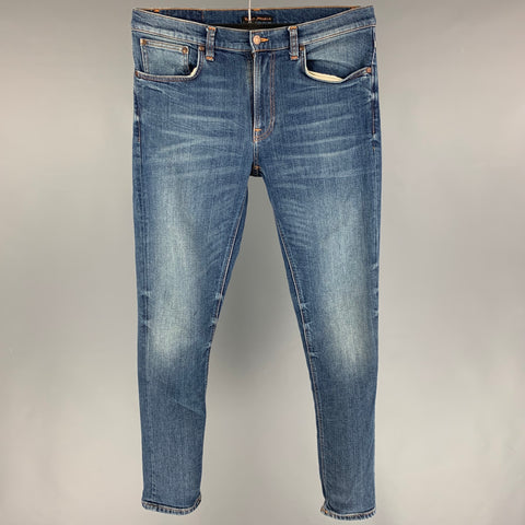 NUDIE JEANS Size 33 Indigo Wash Organic Cotton Slim Jeans