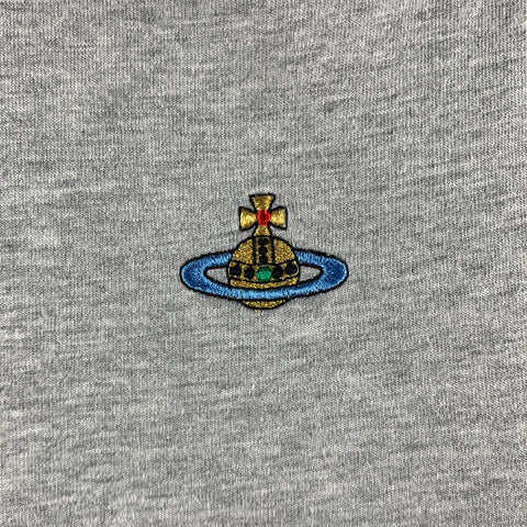VIVIENNE WESTWOOD RED LABEL Size L Grey Heather Embroidered Logo Cotton T-Shirt
