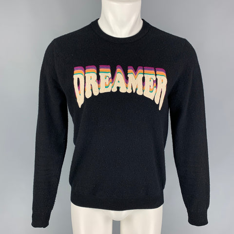 PAUL SMITH Size S Black Embroidery Wool Crew-Neck Sweater