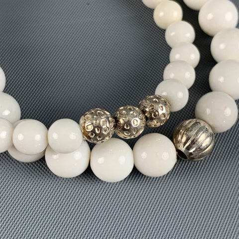 VINTAGE White Silver Beads Bracelet