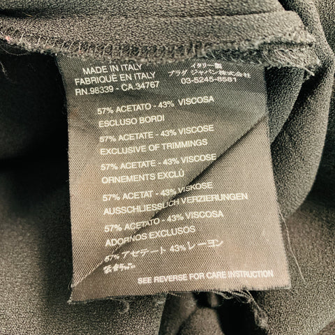 PRADA Taille 2 Robe à bretelles spaghetti froncées en viscose et acétate noir