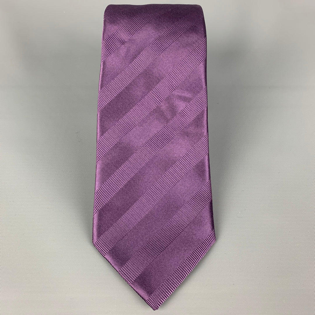 BRIONI Purple Textured Silk Cotton Neck Tie