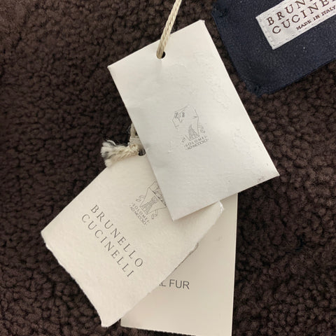 BRUNELLO CUCINELLI Size XL Navy Leather Zip & Buttons Jacket