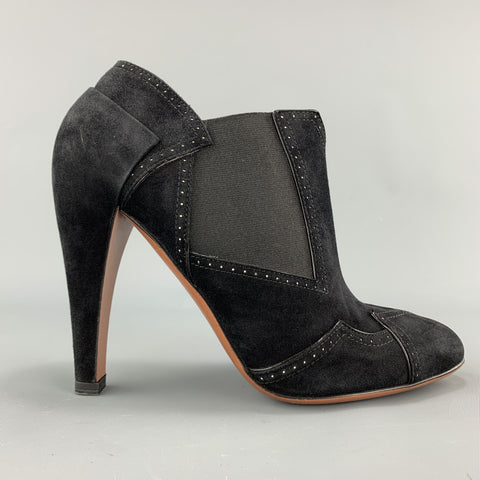 ALAIA Botines puntiagudos con tacón de ante negro talla 7