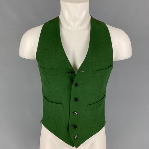 BENJAMIN BIXBY Size 36 Green Wool Notch Lapel Vest