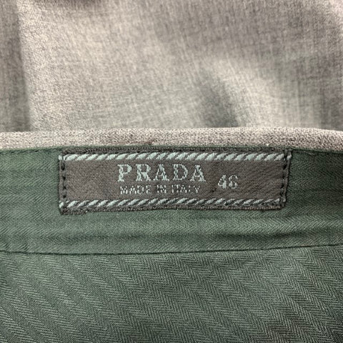 PRADA Taille 31 Pantalon habillé en laine mélangée grise avec braguette zippée