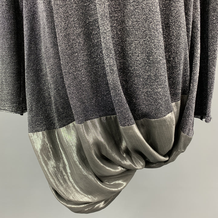 HACHE Size 6 Silver Wool Blend Metallic Long Sleeves Bubble Hem Dress