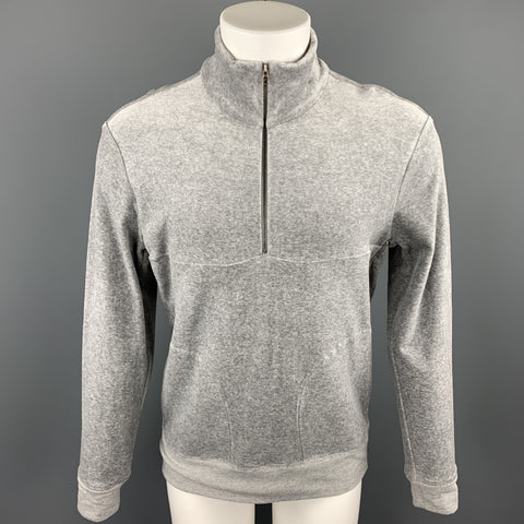 BARNEYS NEW YORK Size M Gray Cotton / Modal Half Zip Sweatshirt