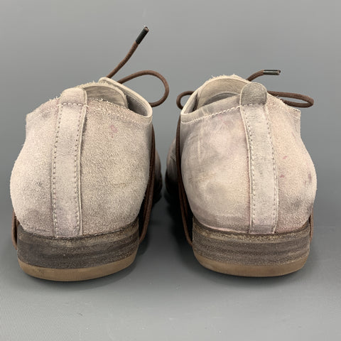 LAYER-O Talla 7 Zapatos brogue de encaje de cuero desgastado gris
