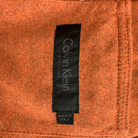 CALVIN KLEIN COLLECTION Size 38 Orange Heather Polyester Blend Hidden Placket Trucker Jacket