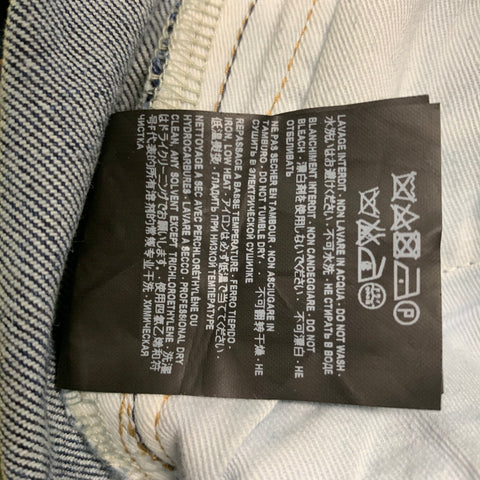 SAINT LAURENT Size 26 Blue Cotton &  Elastane Distressed Skinny Jeans