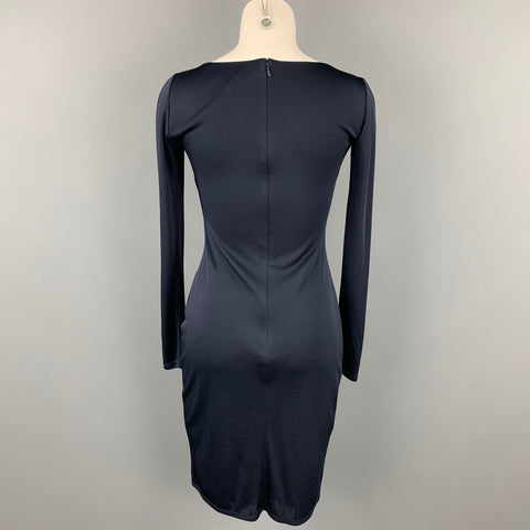 RALPH LAUREN Black Label Size 0 Navy Viscose Boat Neck Dress