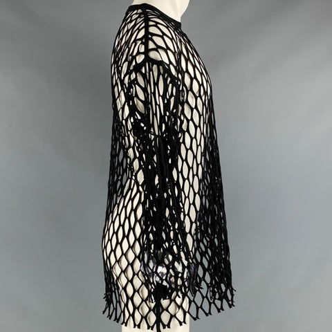 DRIES VAN NOTEN Taille XS Pull à col rond en polyester maille noire