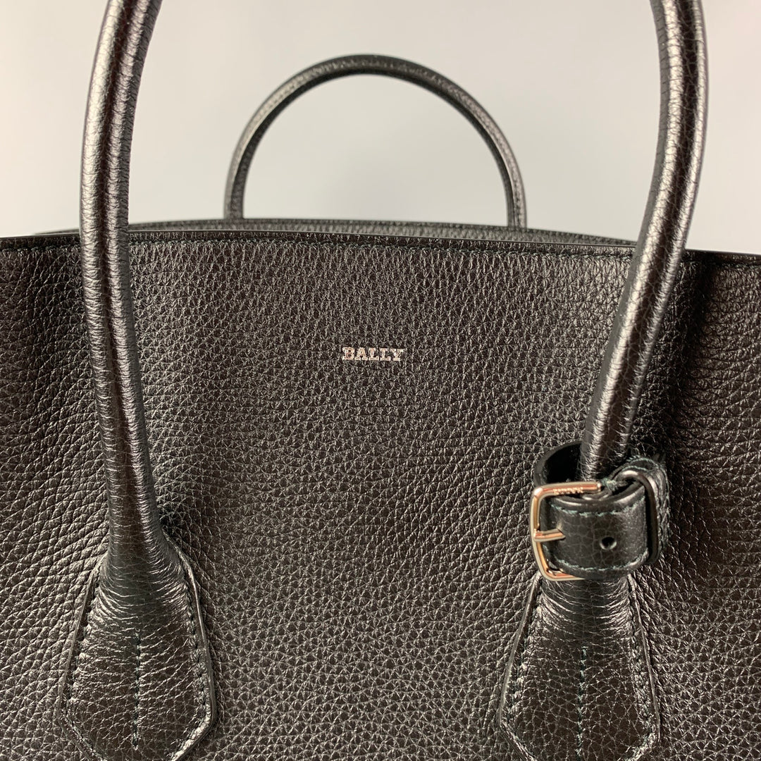 BALLY Black Pebble Grain Leather Top Handles Handbag