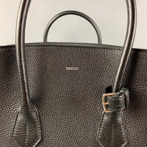 BALLY Black Pebble Grain Leather Top Handles Handbag