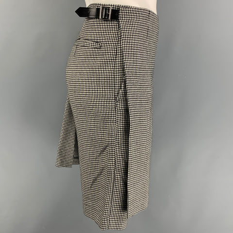 COMME des GARCONS BLACK Size L Black White Houndstooth Wool Pleated Skirt Shorts